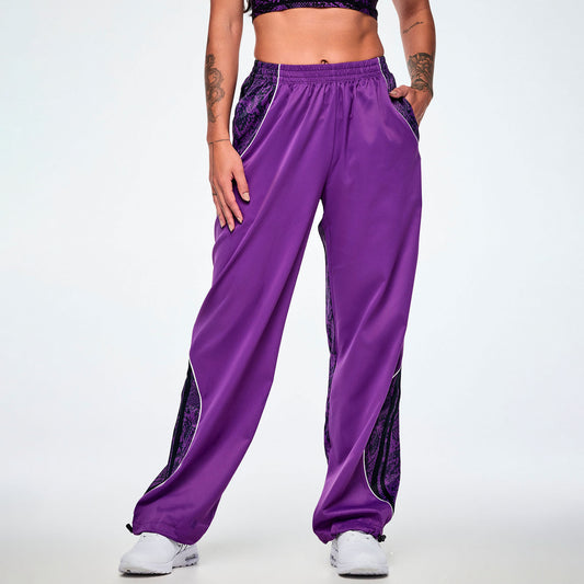 Rock n Roll Curvy Track Pants - Purple/Black