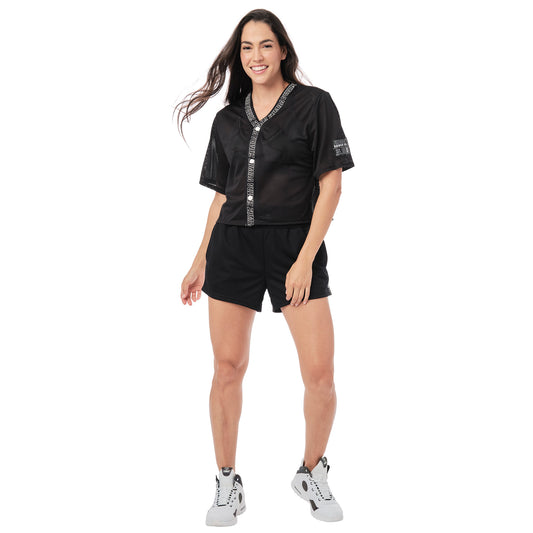 Zumba Mesh Crop Baseball Top