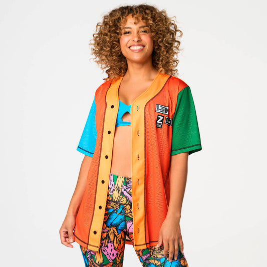 Zumba Sunset Short Sleeve Button Up