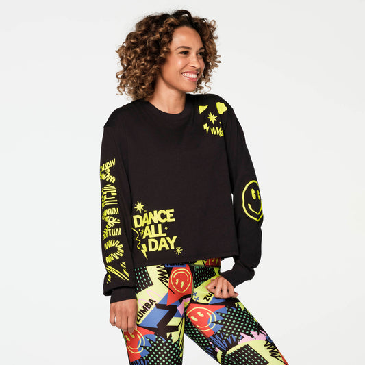 Zumba Dance Long Sleeve Crop Top