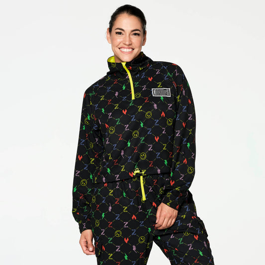 Zumba Happy High Neck Crop Pullover