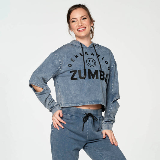 Generation Zumba Cut-Out Crop Pullover Hoodie