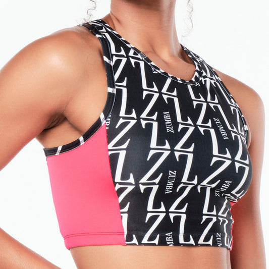 Zumba Prep High Neck Crop Tank - Pink Happy
