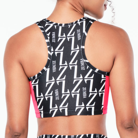 Zumba Prep High Neck Crop Tank - Pink Happy