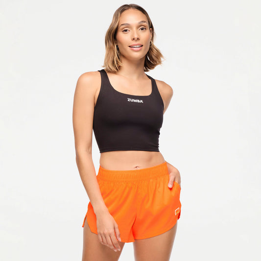 Zumba Explore Square Neck Tank Bra - Bold Black