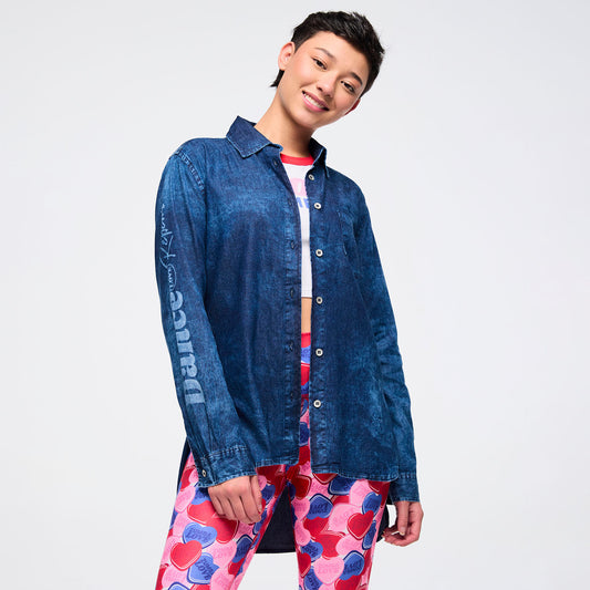 Zumba Love High-Low Button Down