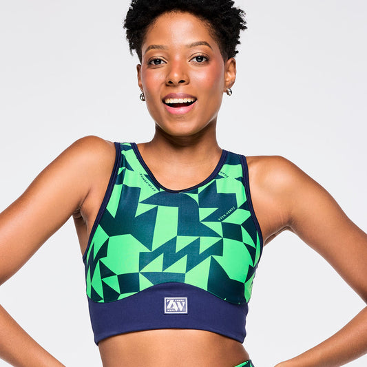 Zumba Out Loud Longline Bra - Navy/Green