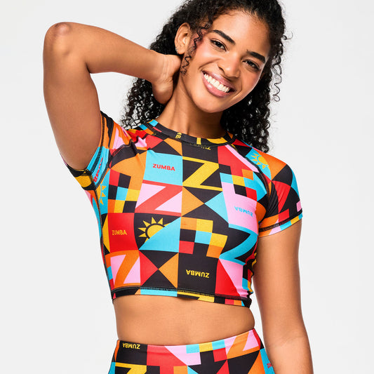 Zumba Rays Cap Sleeve Crop Top