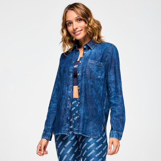 Blue Jean High Low Button Down