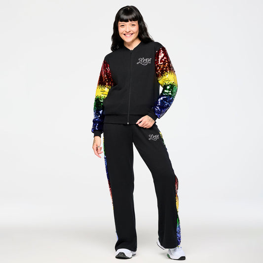 Zumba Bomber Jacket With Sequin Sleeves