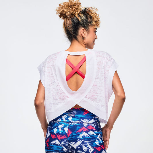 Apres Zumba Cap Sleeve Open Back Slouchy Top