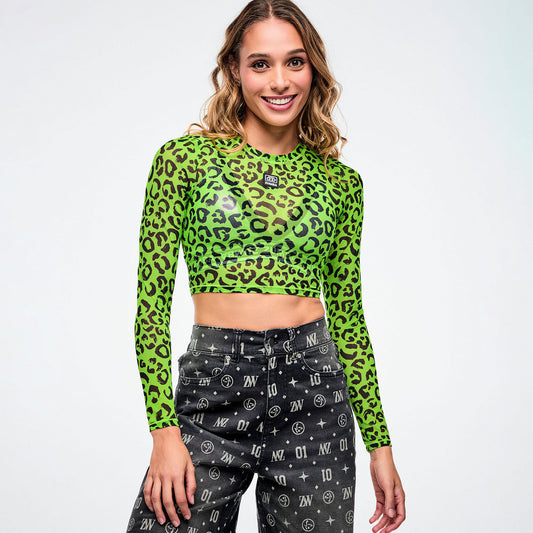 Dale-Z Long Sleeve Mesh Crop Top