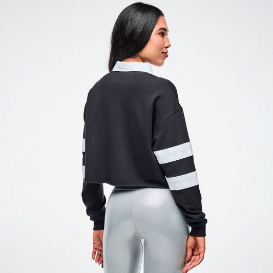 Dale-Z Long Sleeve Crop Polo - Bold Black