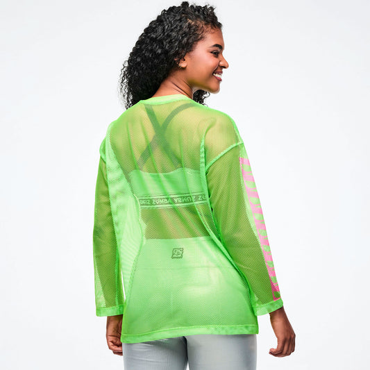 Dale-Z Oversized Mesh Long Sleeve Top - Get in Lime