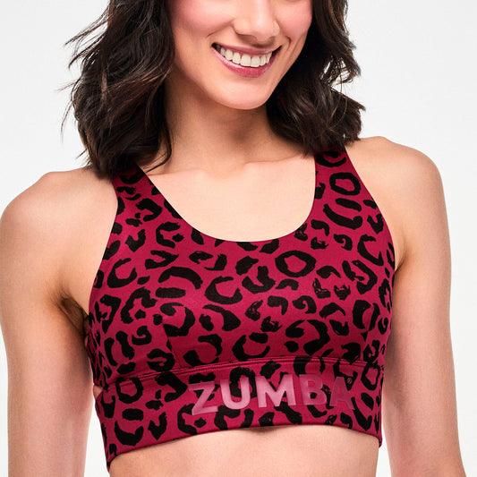Zumba Z-Lift Scoop Neck Bra - Red/Black