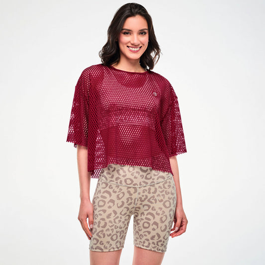 Zumba Mesh Crop Top - Brick Red