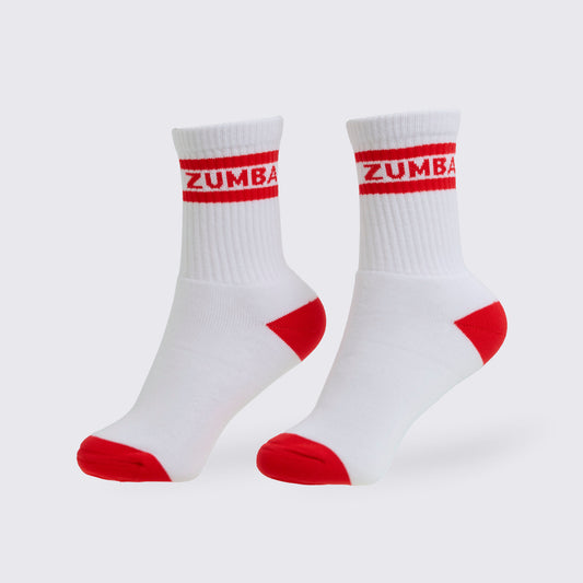 Zumba Amour Plush Half Crew Sock - White
