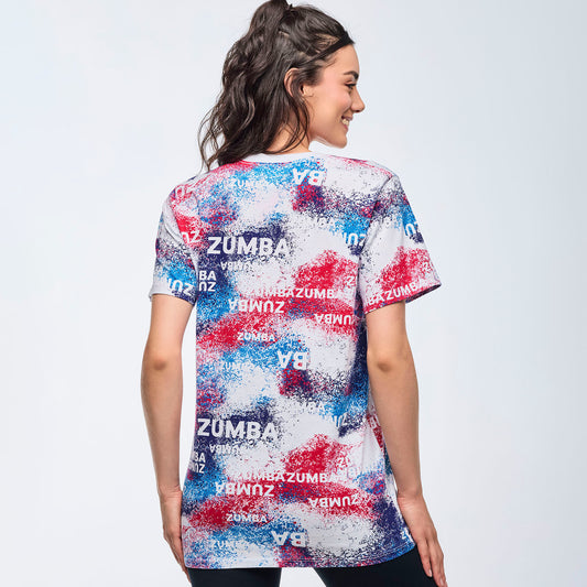 Apres Zumba Unisex Crew Neck Tee - Blue/White