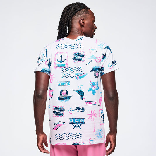 Zumba Cruise Unisex Tee - White/Blue