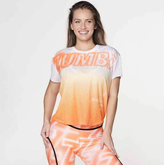 Zumba Electric Mesh Crew Neck Top